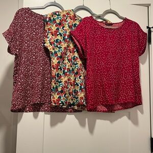 SHEIN Red and Floral Women Tops Set